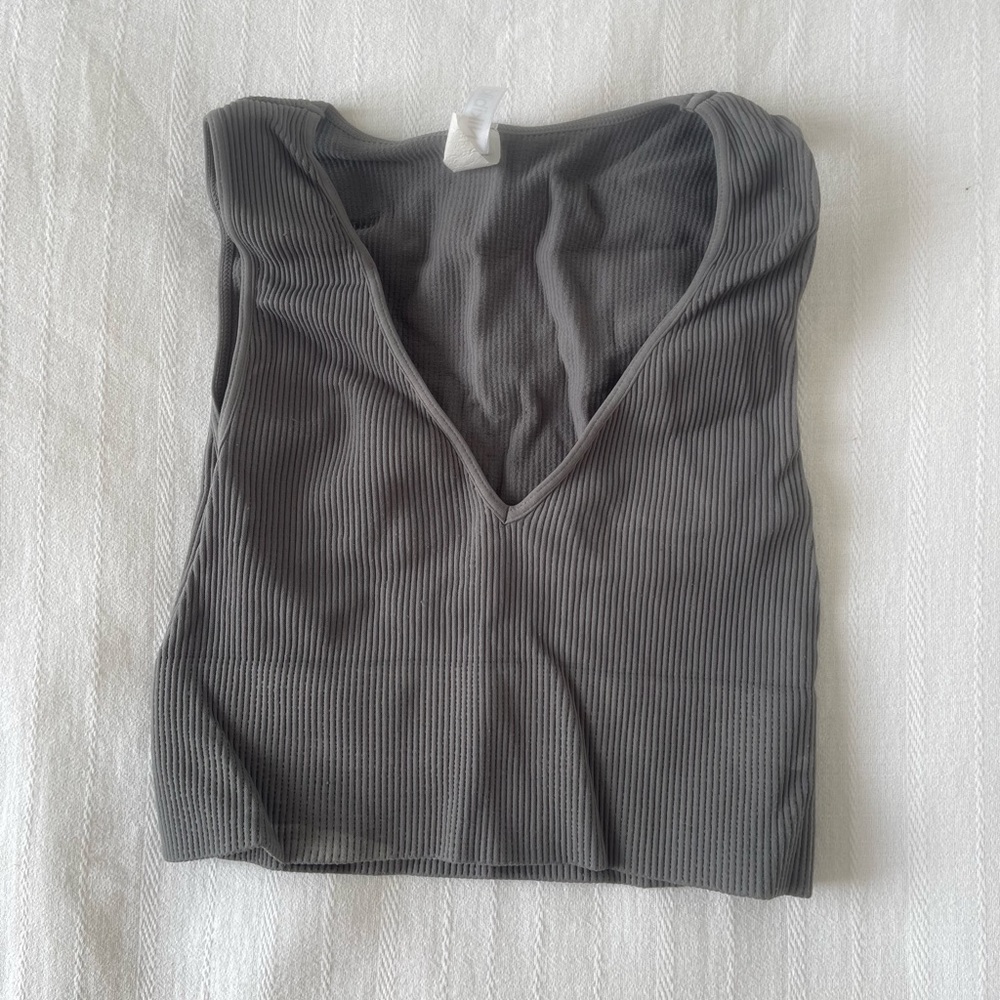 Niki biki grey v-neck stretchy top